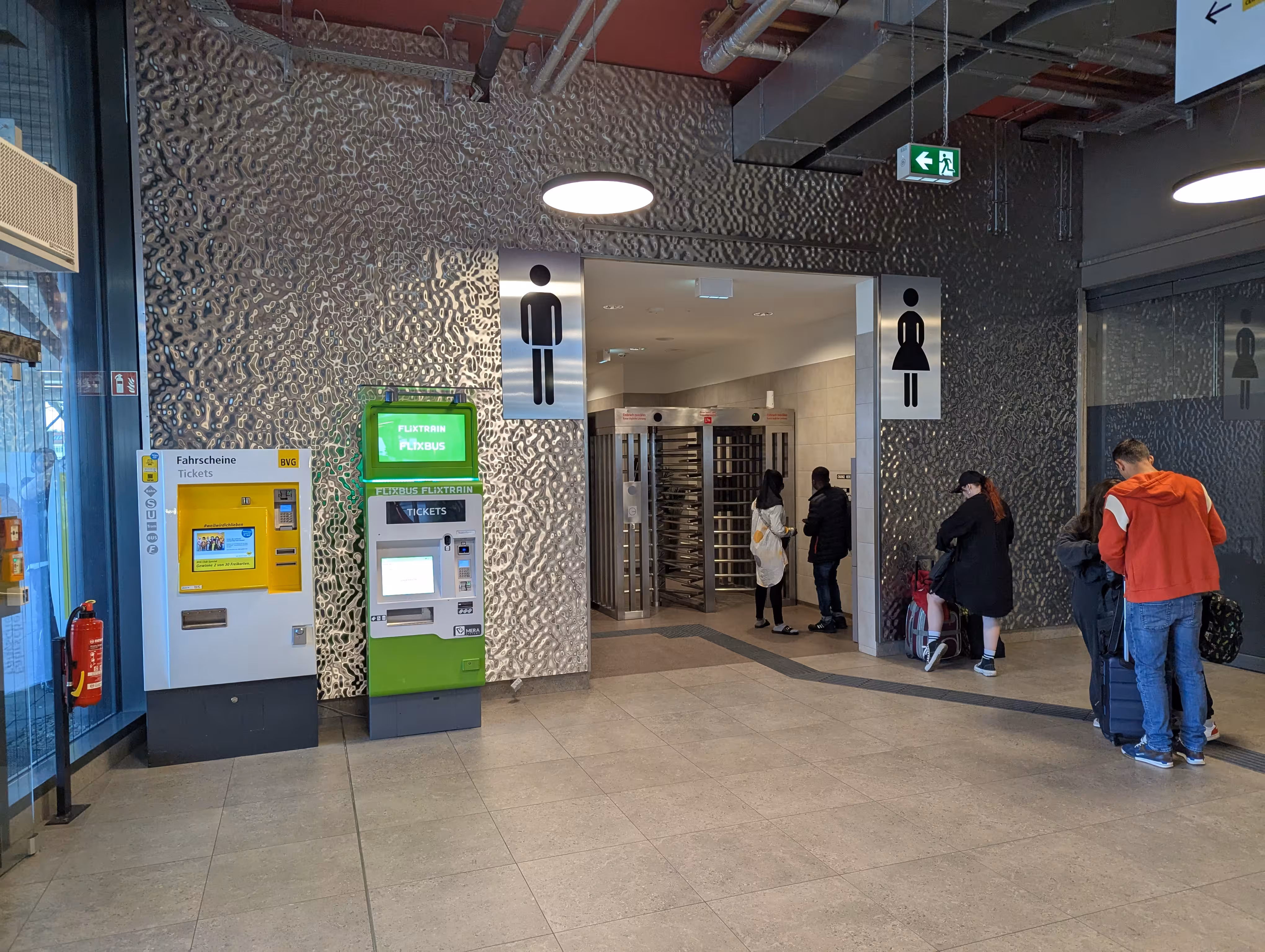 The entrance to the toilets. Men on the left, women on the right